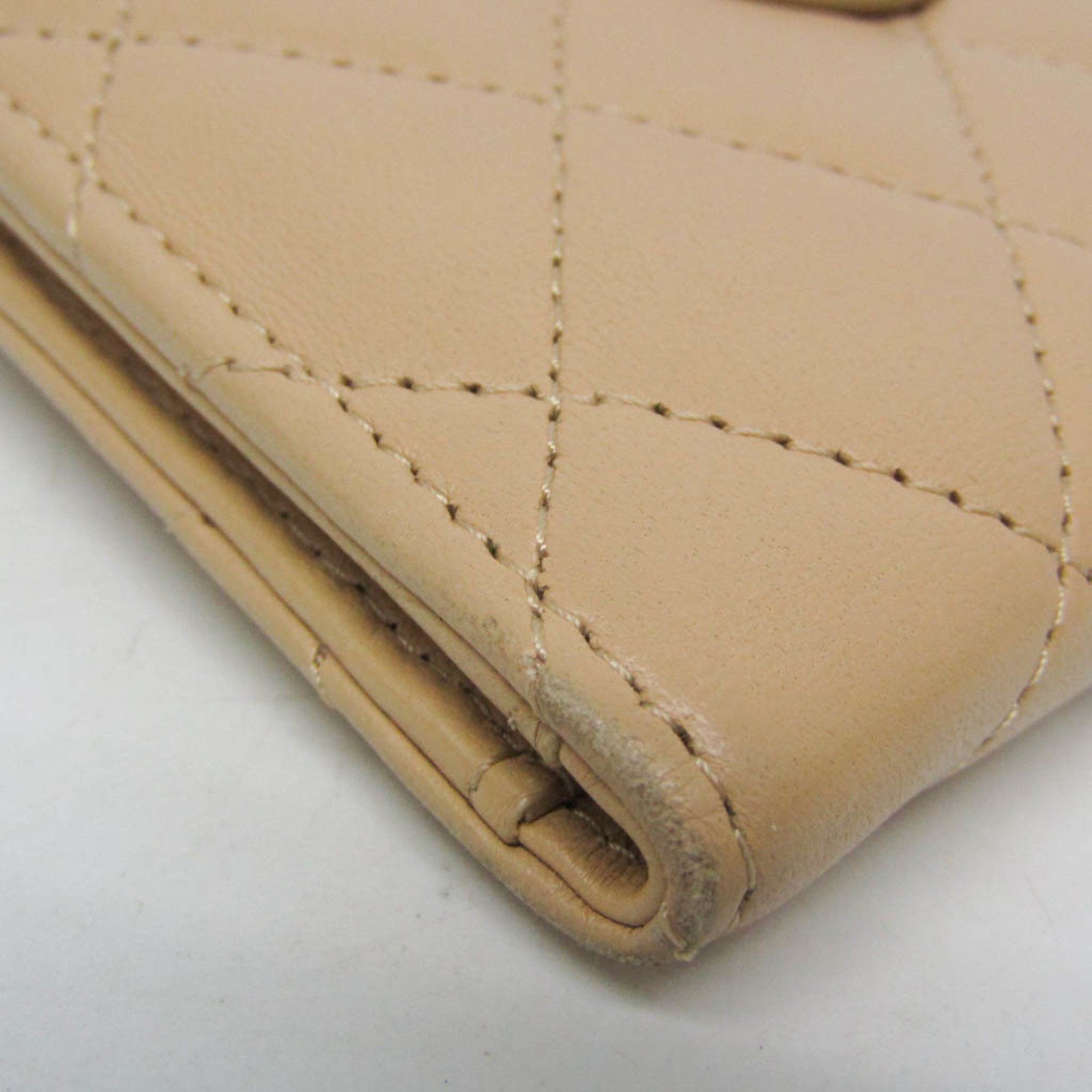 Chanel Chanel Matelasse Card And Coin Case Compact Wallet Women's Leather Card Wallet Beige Size ONE SIZE - 8 Thumbnail