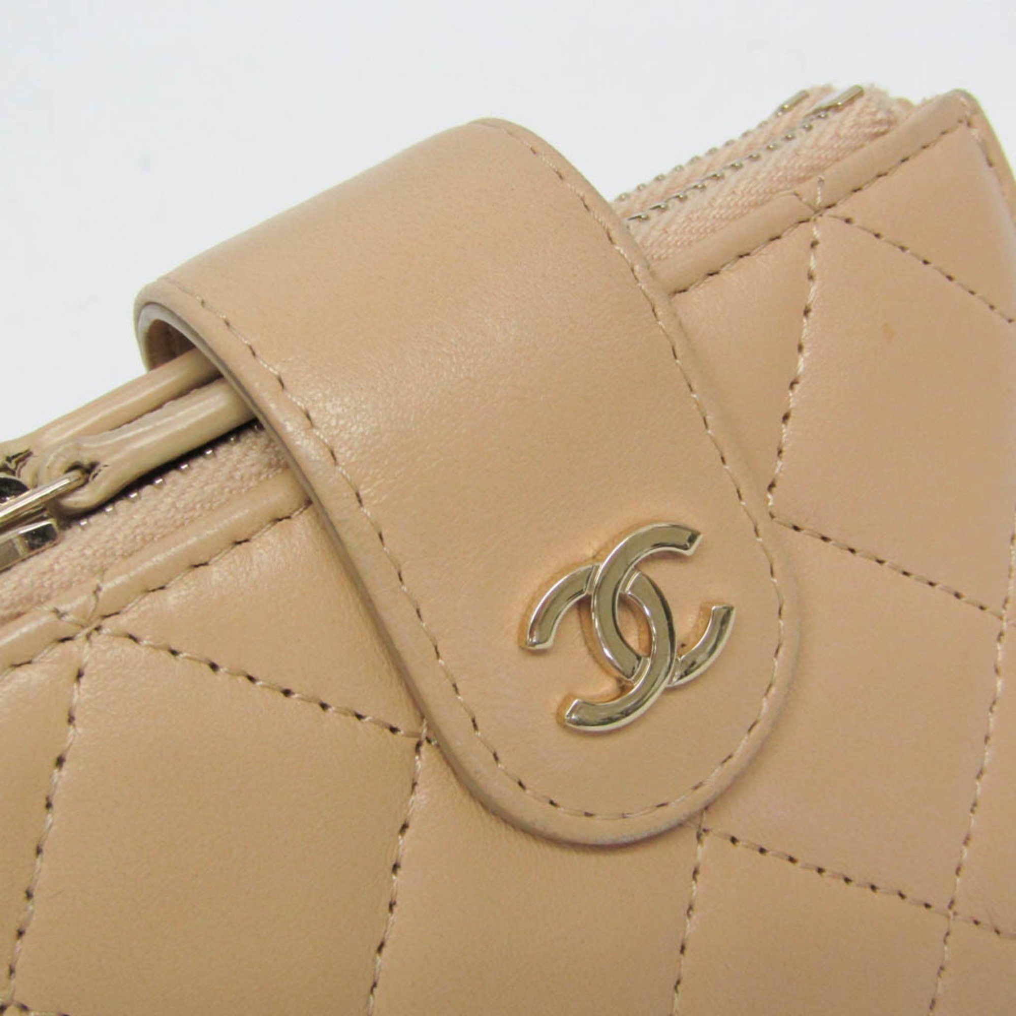 Chanel Chanel Matelasse Card And Coin Case Compact Wallet Women's Leather Card Wallet Beige Size ONE SIZE - 14 Thumbnail