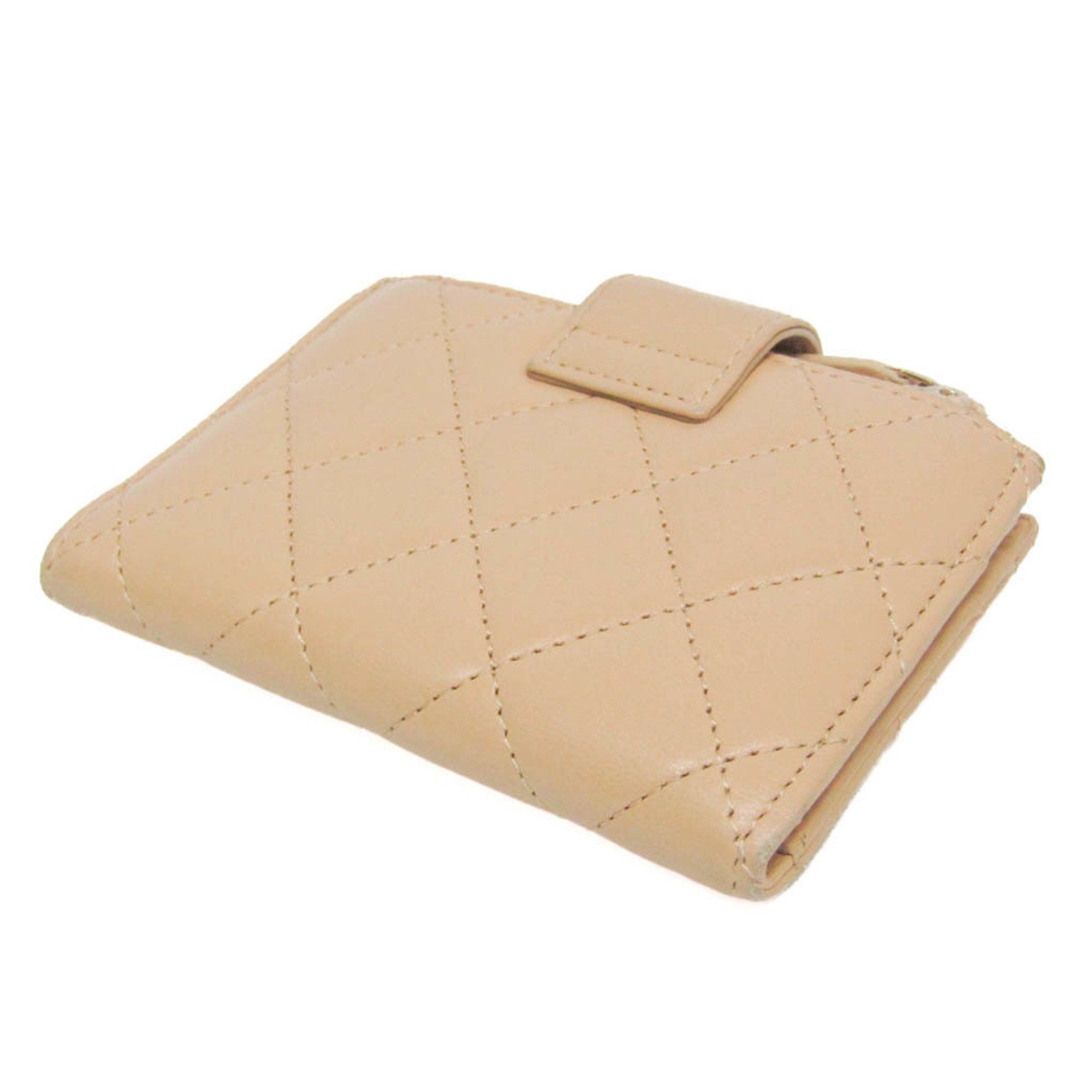 Chanel Chanel Matelasse Card And Coin Case Compact Wallet Women's Leather Card Wallet Beige Size ONE SIZE - 3 Thumbnail