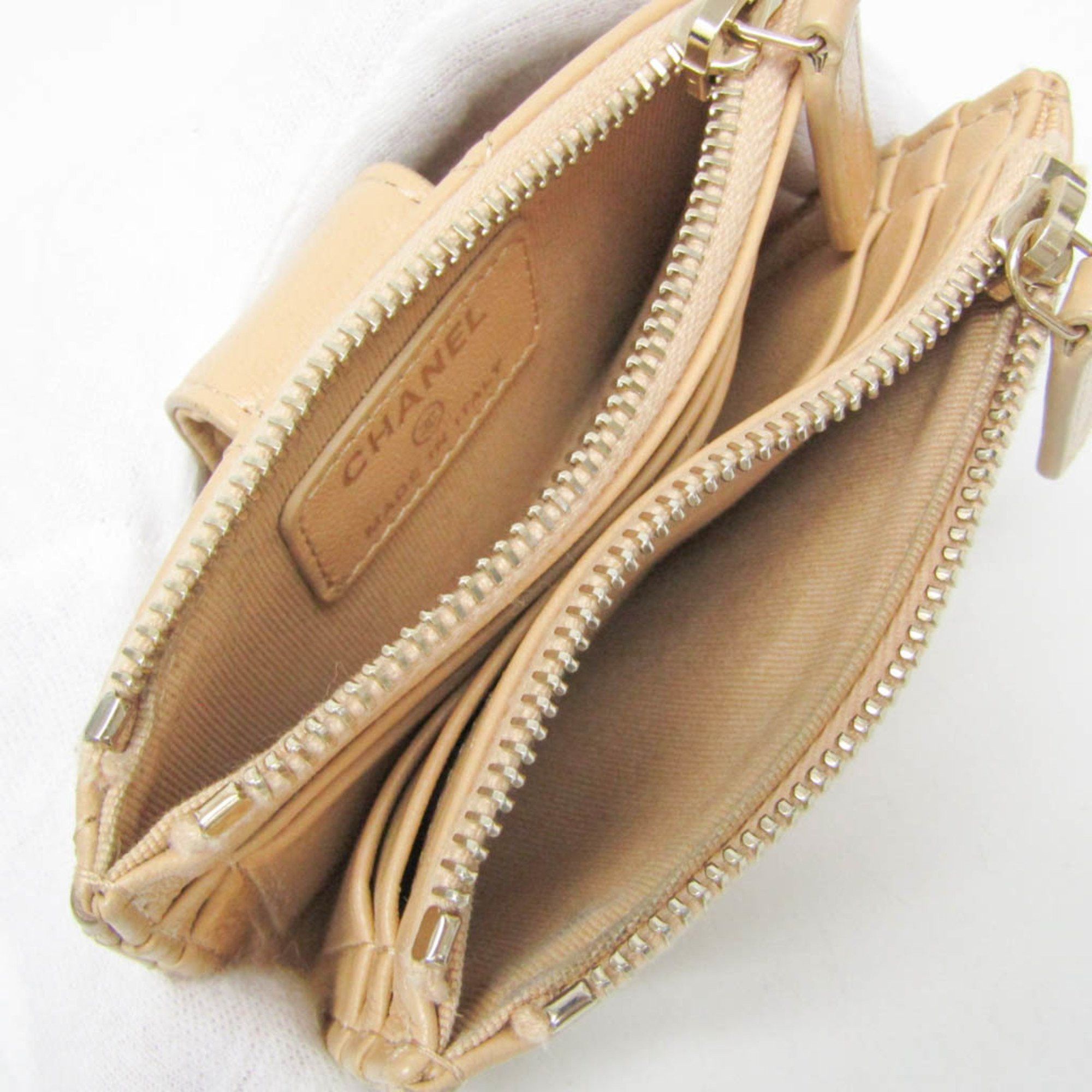 Chanel Chanel Matelasse Card And Coin Case Compact Wallet Women's Leather Card Wallet Beige Size ONE SIZE - 5 Thumbnail