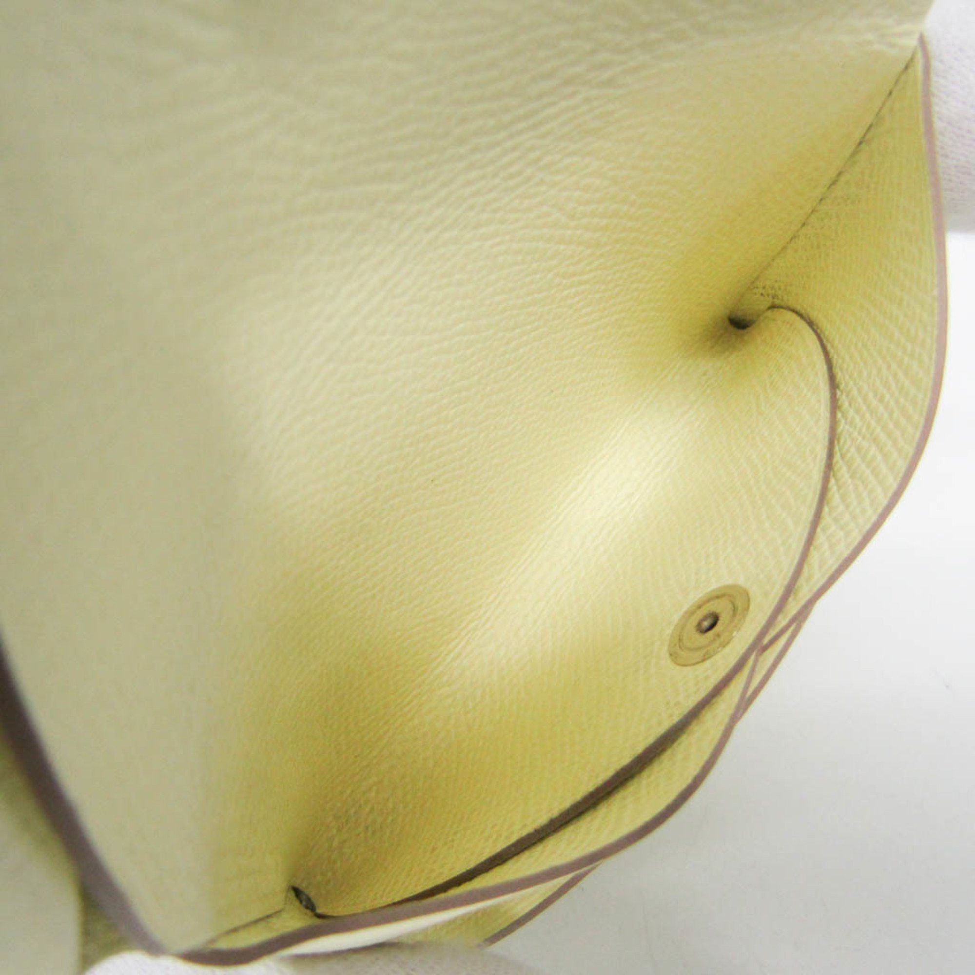 Hermes Hermes Calvi Duo Chevre 082977CK Epsom Leather Card Case Cream Size ONE SIZE - 5 Thumbnail