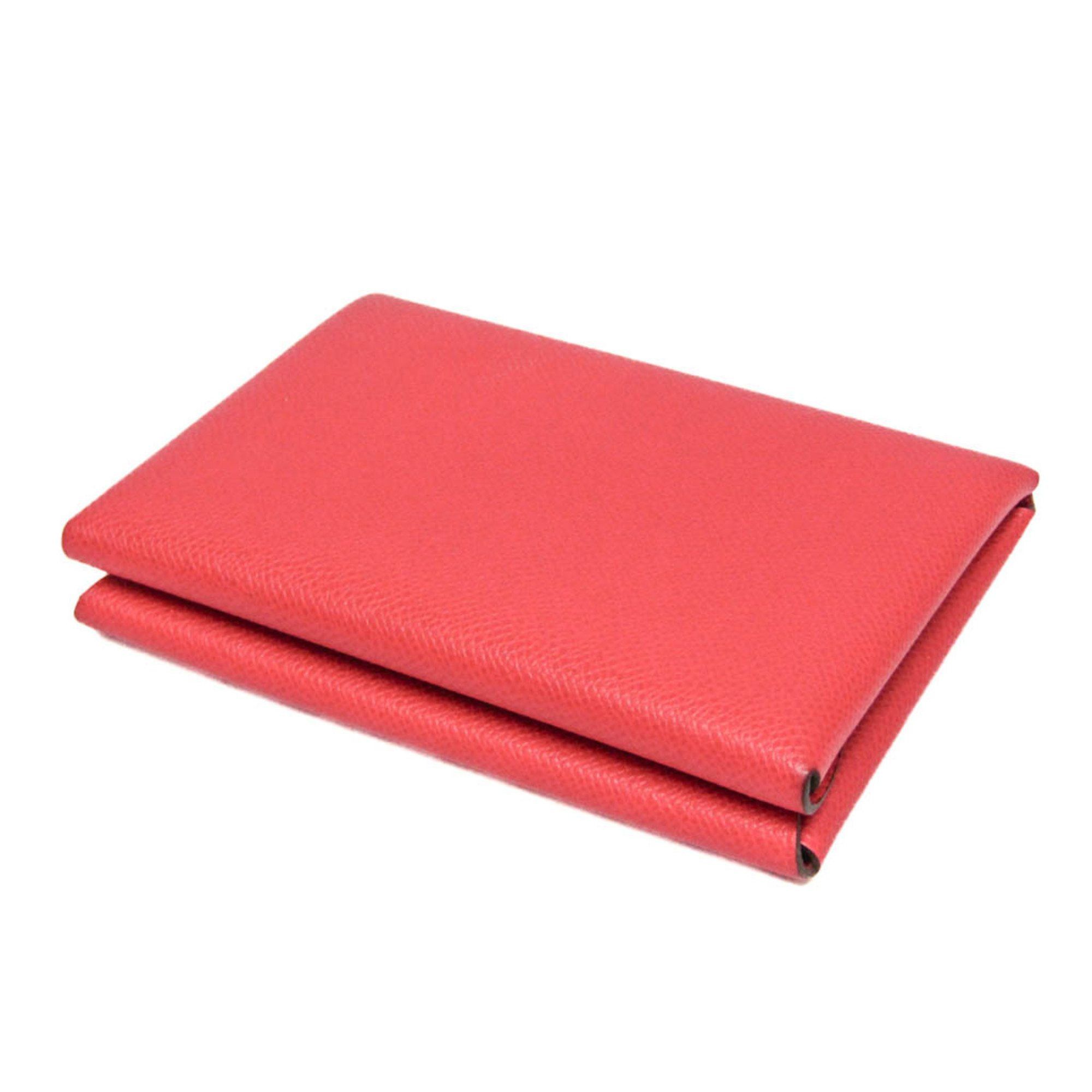 Hermes Hermes Calvi Duo Leather Card Case Ruby Size ONE SIZE - 2 Thumbnail