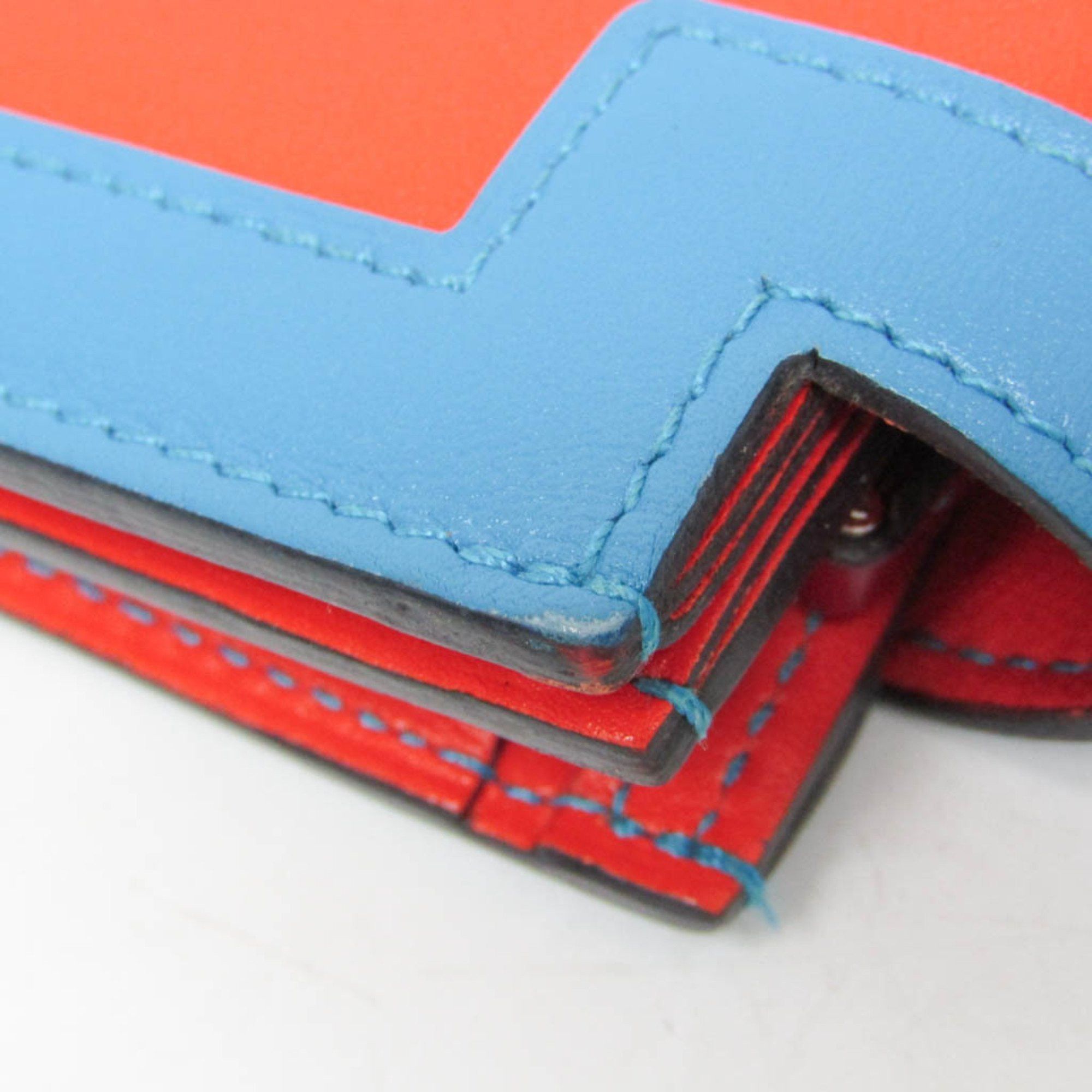 Hermes Hermes Camayeu Long Wallet Men,Women Leather Long Wallet (bi-fold) Bleu Saphir,Orange Size ONE SIZE - 8 Thumbnail