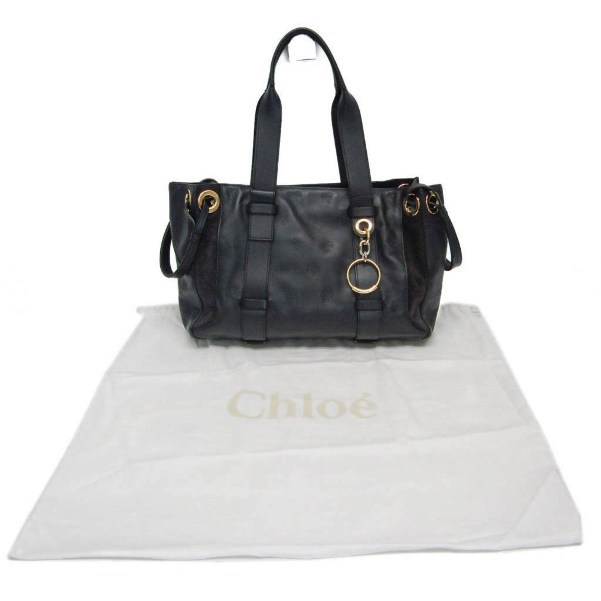 Chloe Chloé CHC18WS171A554D4 Women's Leather,Suede Tote Bag Dark Navy Size ONE SIZE - 2 Thumbnail
