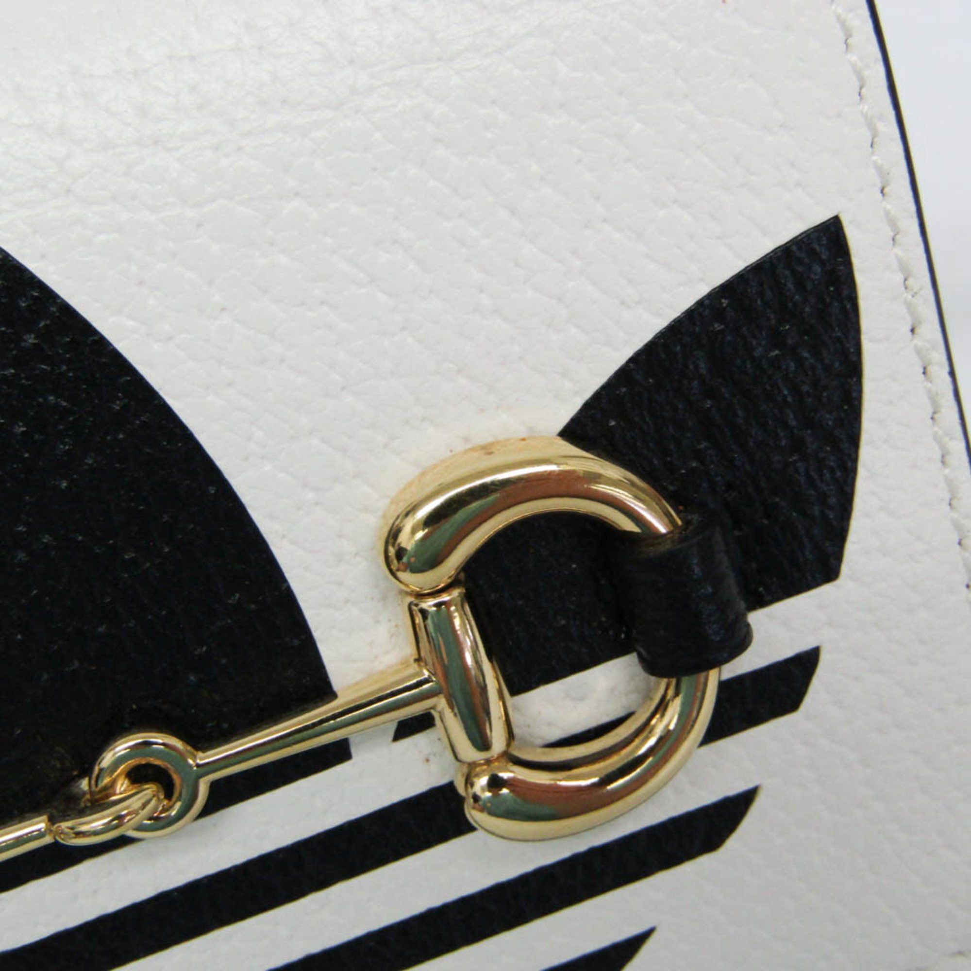 Gucci Gucci X Adidas With Hose Bit 702248 Women's Leather Chain/Shoulder Wallet Black,White Size ONE SIZE - 11 Thumbnail