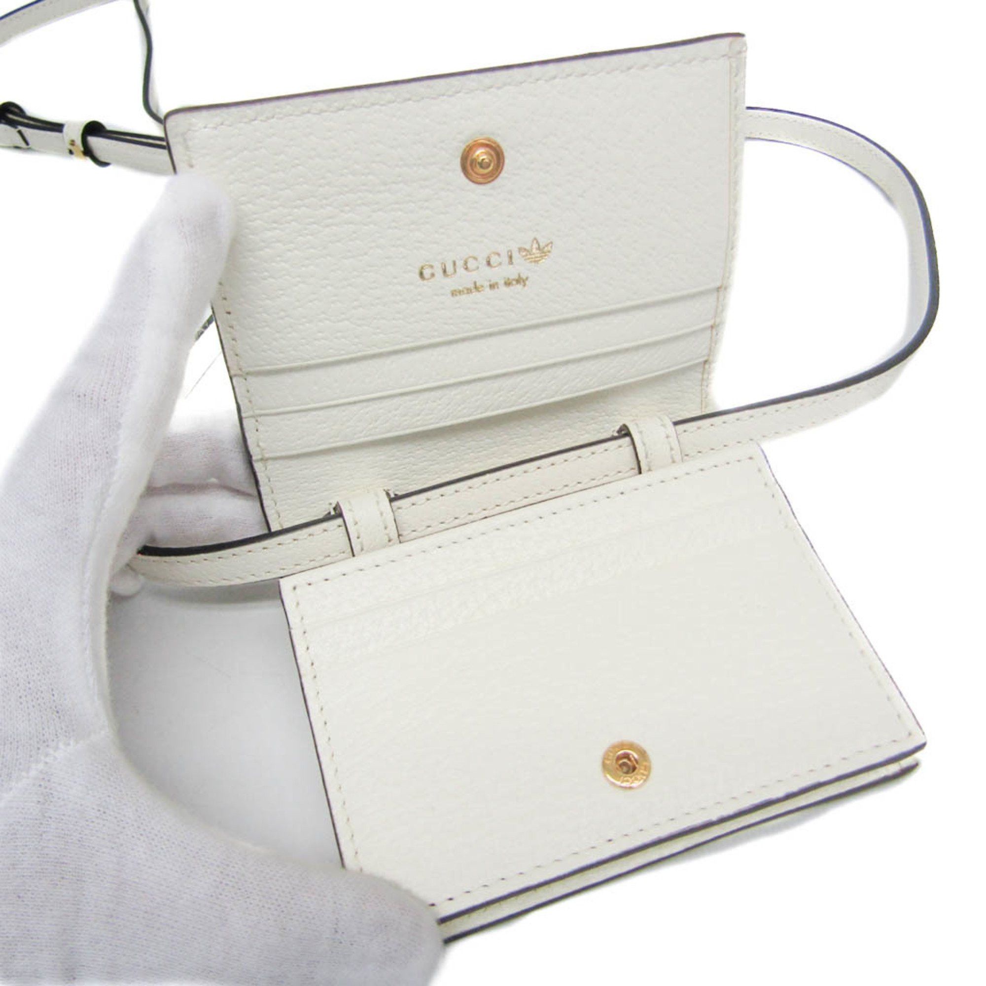 Gucci Gucci X Adidas With Hose Bit 702248 Women's Leather Chain/Shoulder Wallet Black,White Size ONE SIZE - 4 Thumbnail