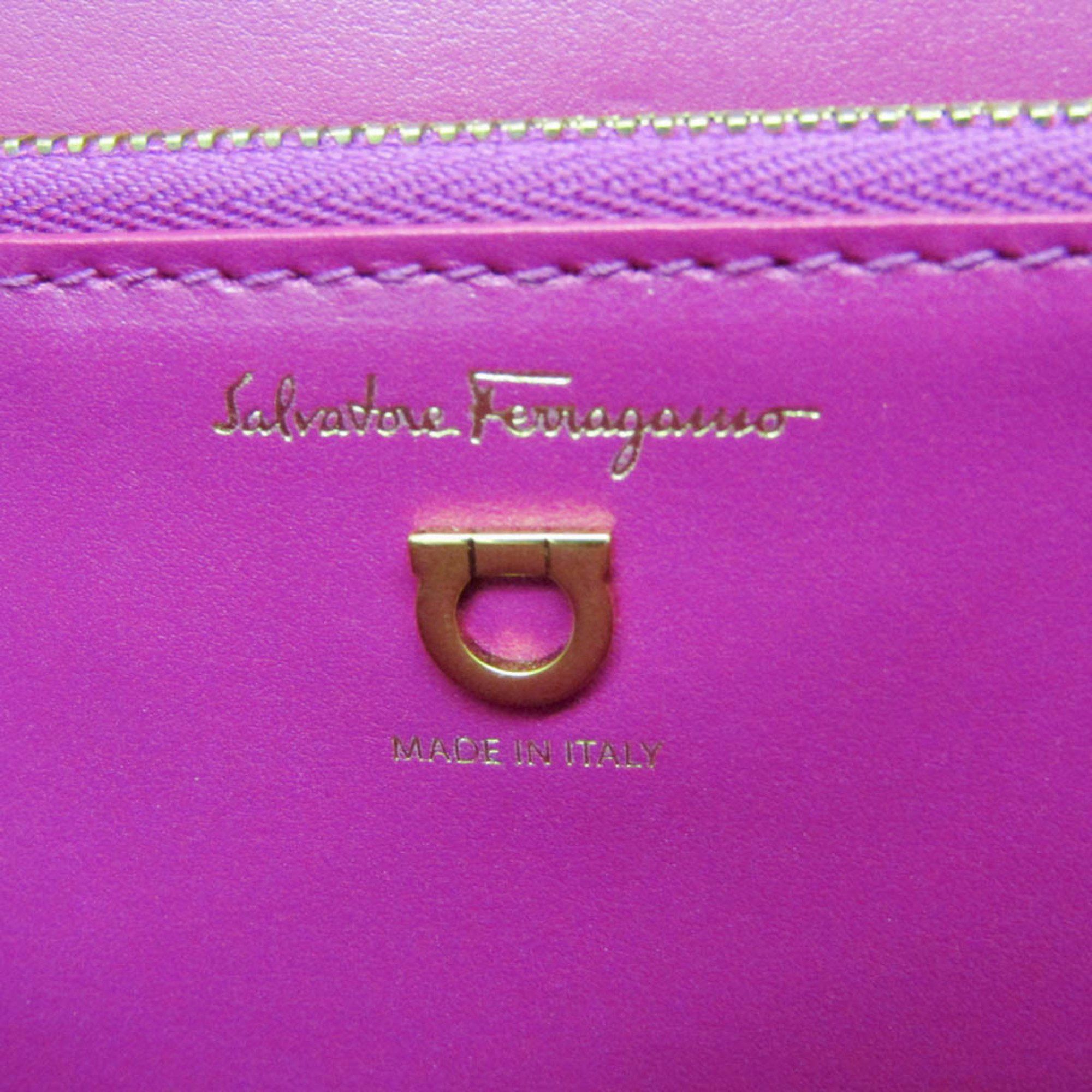 Salvatore Ferragamo Salvatore Ferragamo Gancini FZ-21 H321 Women's Leather Shoulder Bag Pink,Purple Size ONE SIZE - 12 Thumbnail