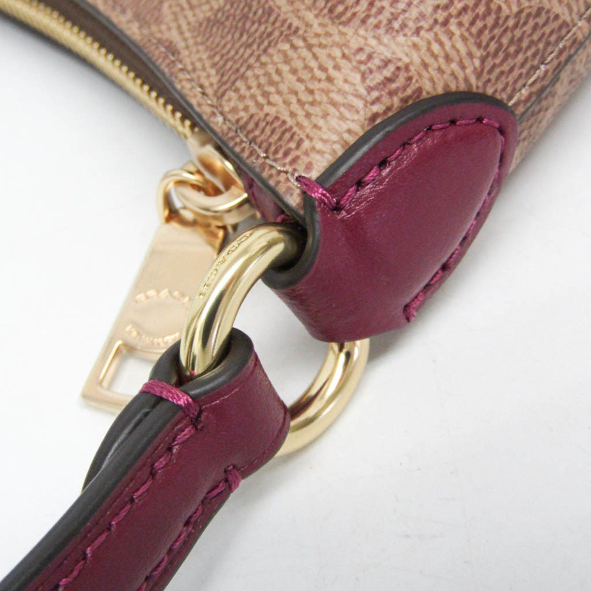 Coach Coach Signature Horse And Carriage Zip Top CX606 Women's Leather,PVC Shoulder Bag Beige,Brown,Purple Size ONE SIZE - 5 Thumbnail