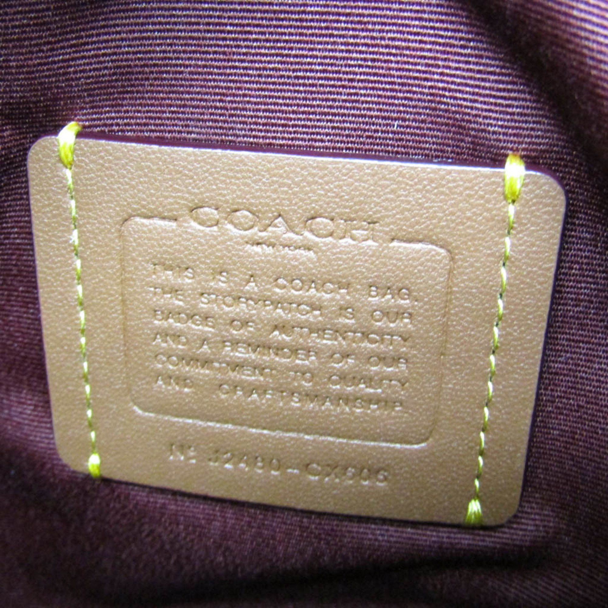 Coach Coach Signature Horse And Carriage Zip Top CX606 Women's Leather,PVC Shoulder Bag Beige,Brown,Purple Size ONE SIZE - 7 Thumbnail
