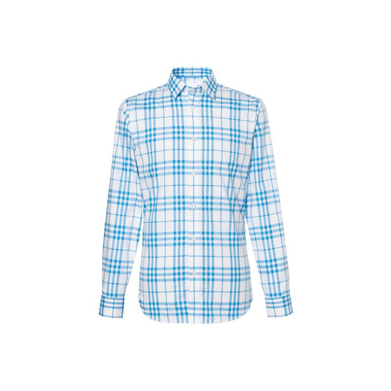 Burberry Burberry Blue Checked Long Sleeve Shirt for Men 0079 Size US XL / EU 56 / 4 - 5 Thumbnail