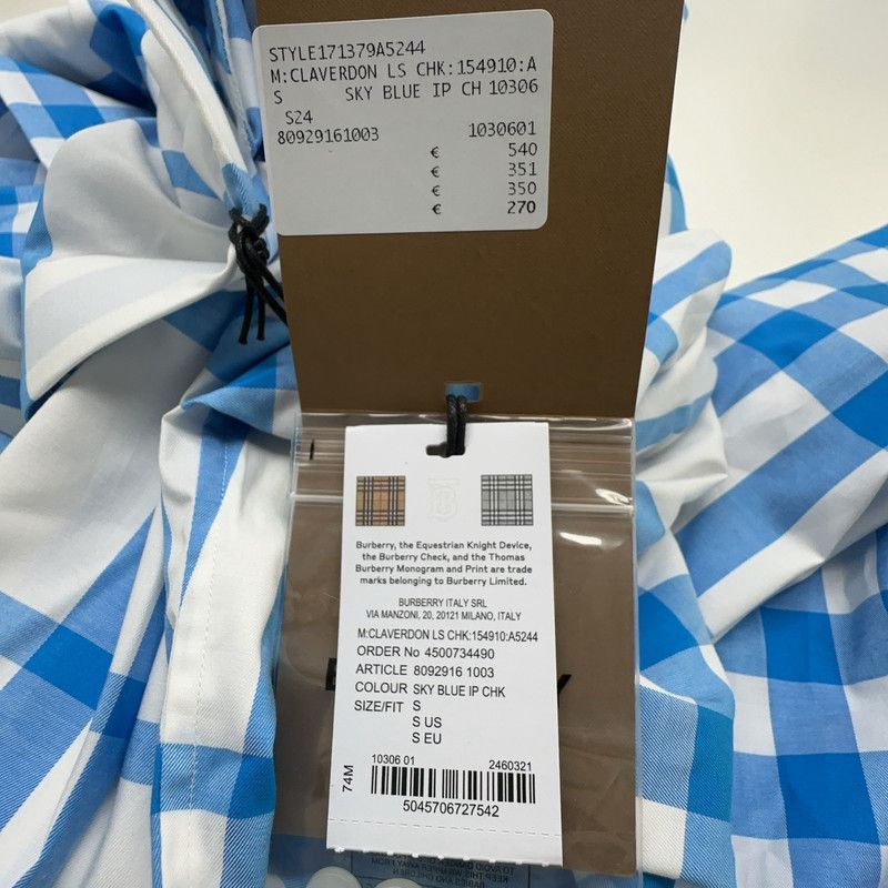 Burberry Burberry Blue Checked Long Sleeve Shirt 0079 Size US S / EU 44-46 / 1 - 3 Thumbnail