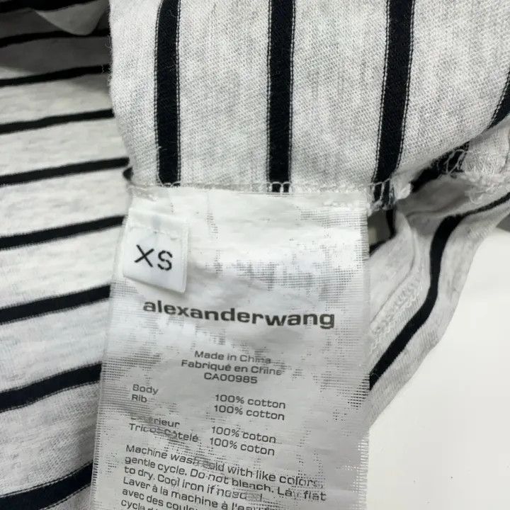 Alexander Wang Alexander Wang Striped Crop Long Sleeve T-Shirt 0079 Size XS / US 0-2 / IT 36-38 - 5 Thumbnail