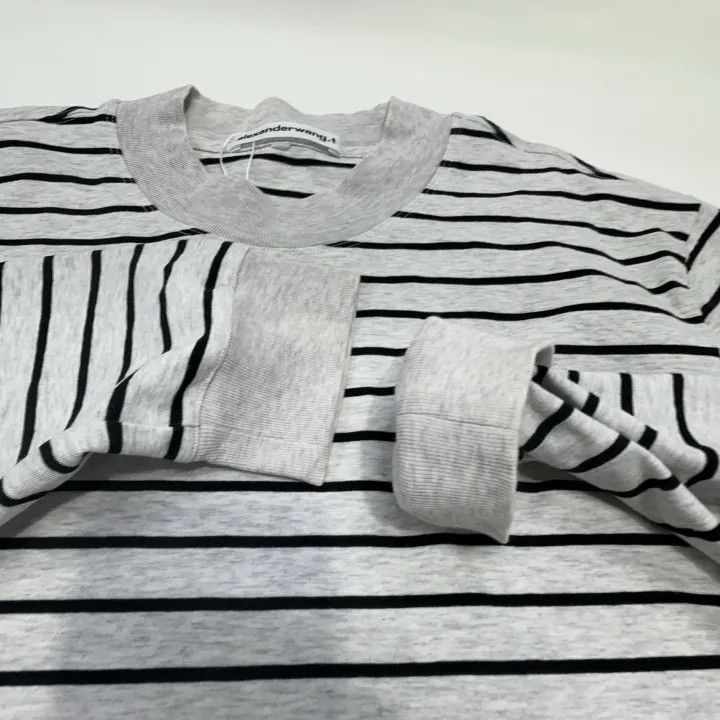 Alexander Wang Alexander Wang Striped Crop Long Sleeve T-Shirt 0079 Size XS / US 0-2 / IT 36-38 - 8 Thumbnail