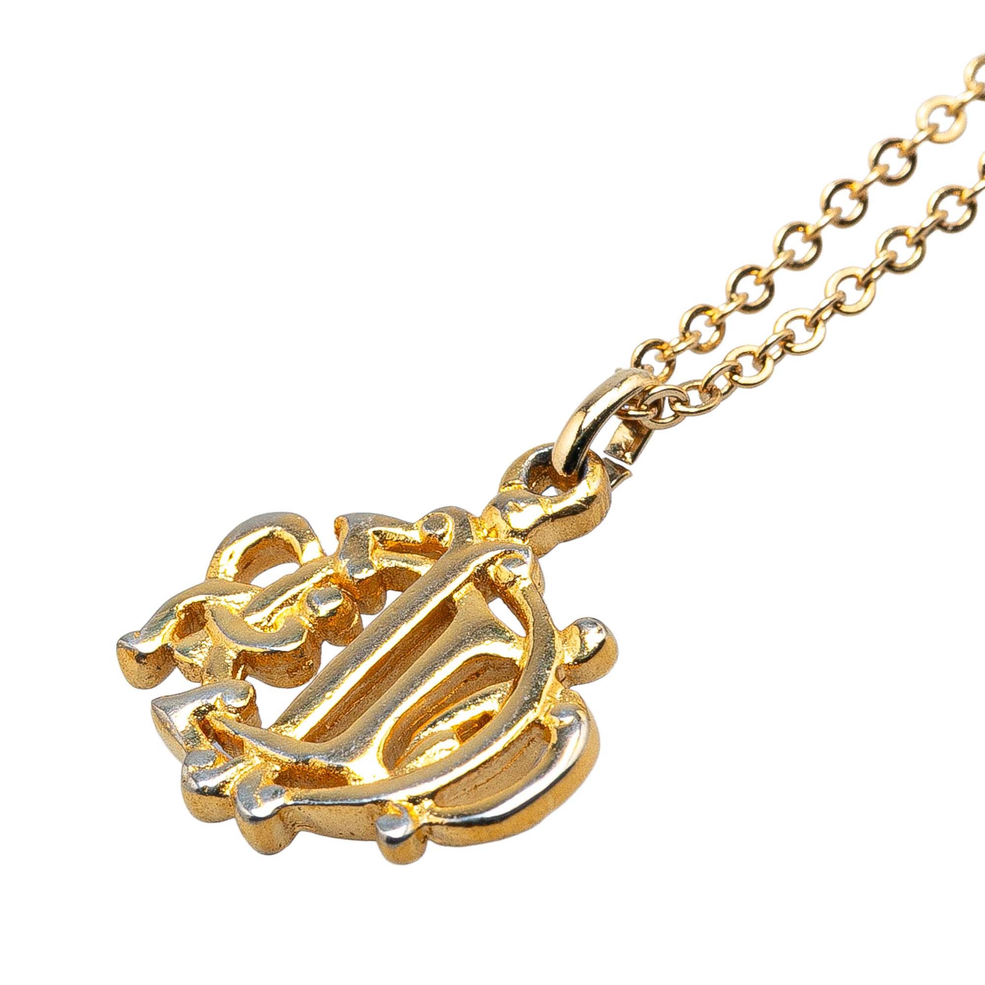 Dior Dior Gold Plated Logo Pendant Necklace Size ONE SIZE - 2 Thumbnail