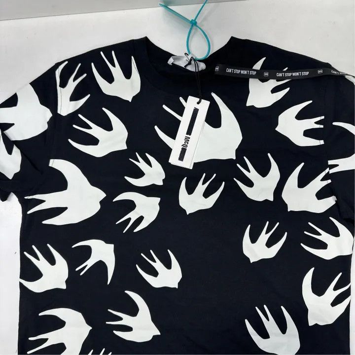 Alexander McQueen McQ Alexander McQueen Black Swallow Print Dress 0079 Size L / US 10 / IT 46 - 6 Thumbnail