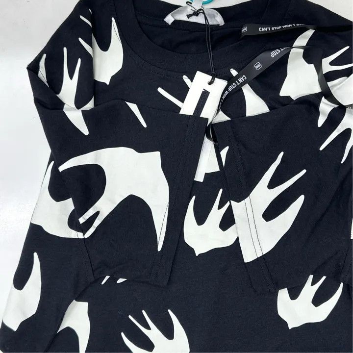 Alexander McQueen McQ Alexander McQueen Black Swallow Print Dress 0079 Size L / US 10 / IT 46 - 7 Thumbnail