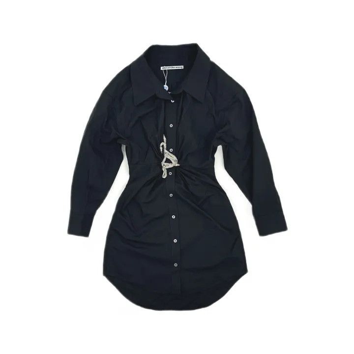 Alexander Wang Alexander Wang Black Button-Down Long Sleeve Dress 0079 Size S / US 4 / IT 40 - 2 Thumbnail