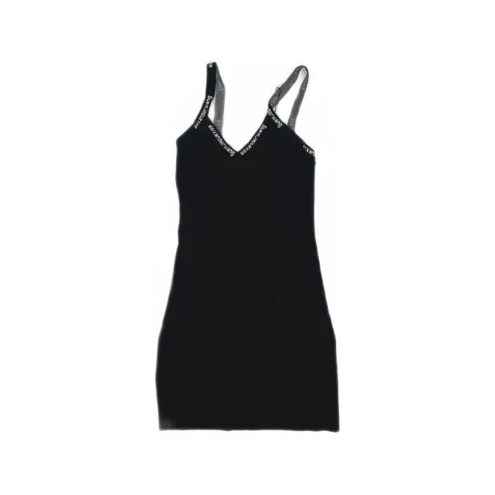 Alexander Wang Alexander Wang Black Logo-Trimmed Cami Dress 0079 Size L / US 10 / IT 46 - 2 Thumbnail
