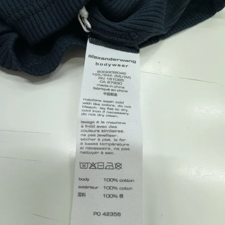 Alexander Wang Alexander Wang Navy Ribbed Short Sleeve T-Shirt 0079 Size M / US 6-8 / IT 42-44 - 3 Thumbnail