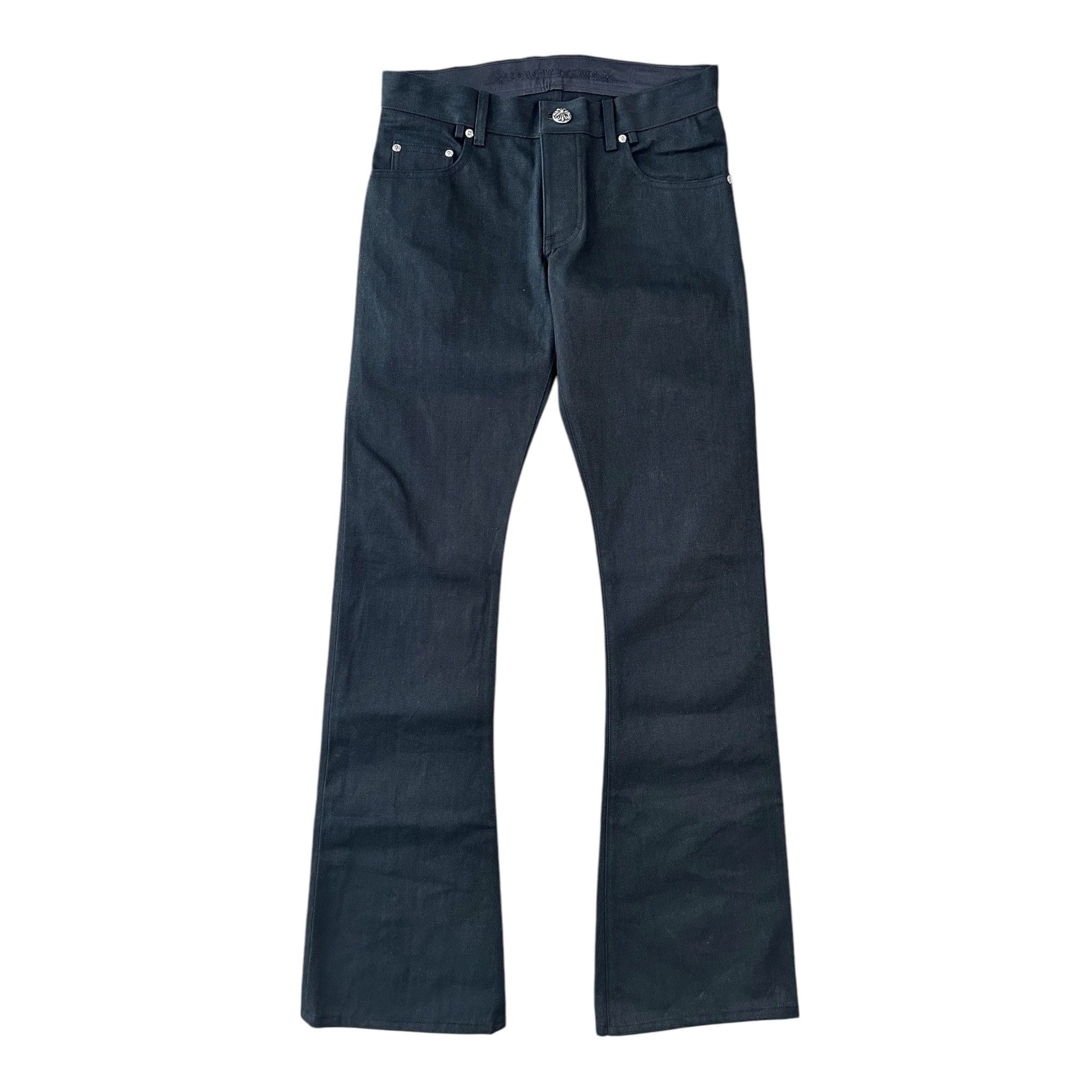 【Chrome Hearts】Flare Knees Damage Denim Buy Chrome Hearts Flared Fleur Knee Jeans Online at Groupie