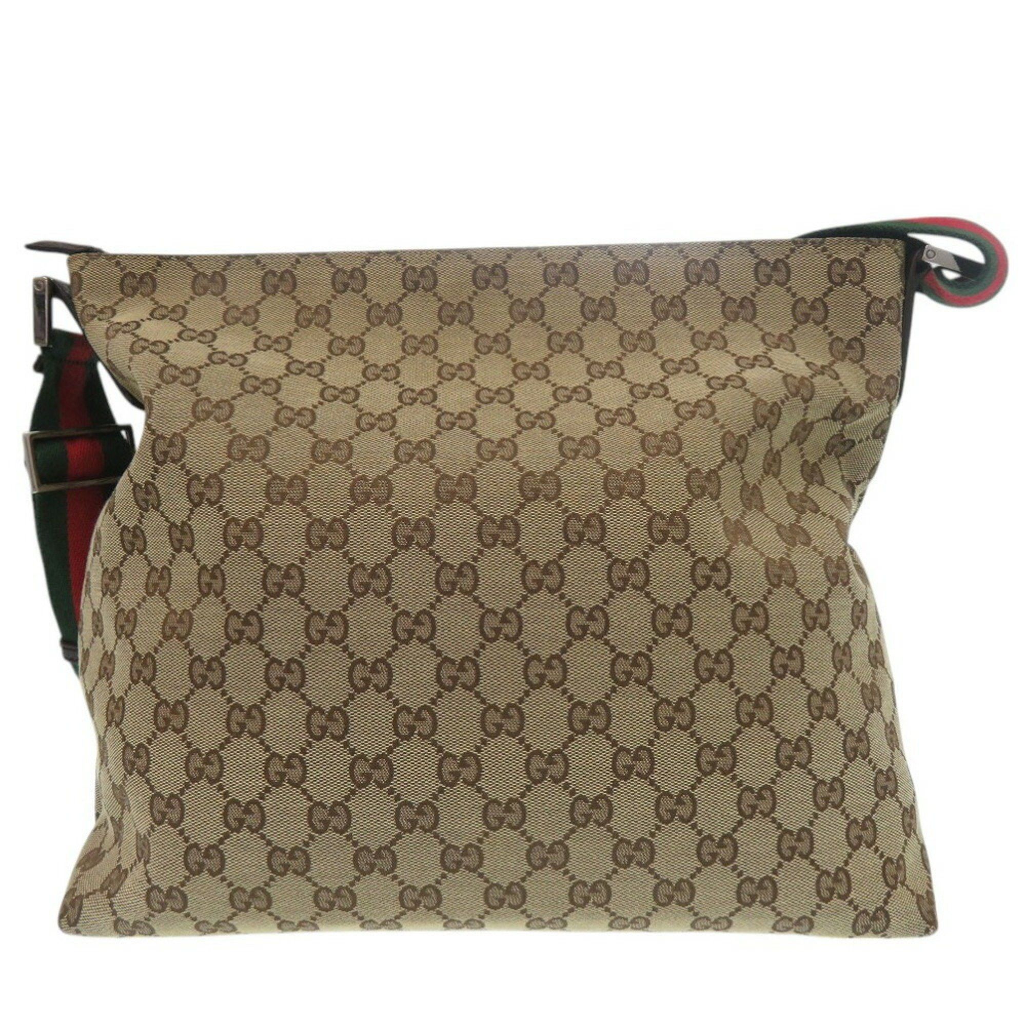 Gucci Sherry Line 189751 Shoulder Bag GG Canvas Leather Beige