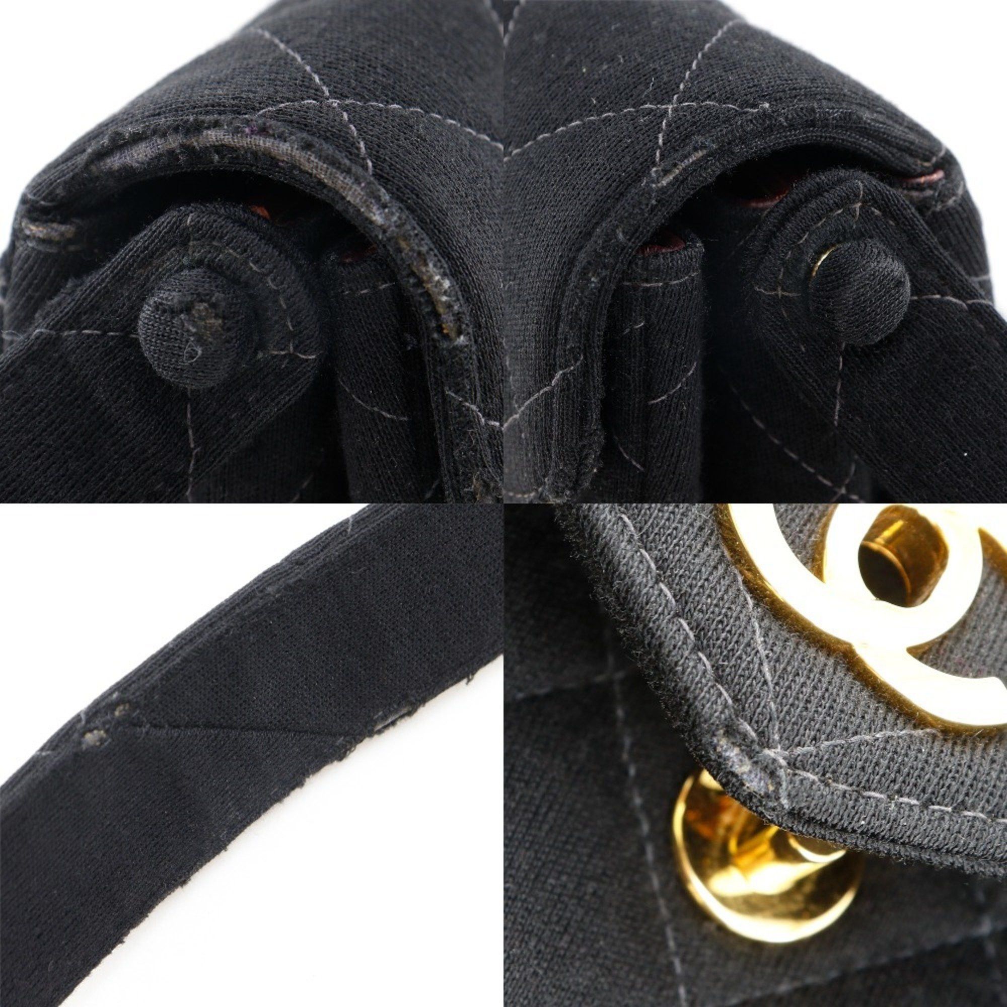 Chanel CHANEL Matelasse Shoulder Bag Coco Mark Cotton Black Turn Lock Women's Size ONE SIZE - 12 Thumbnail