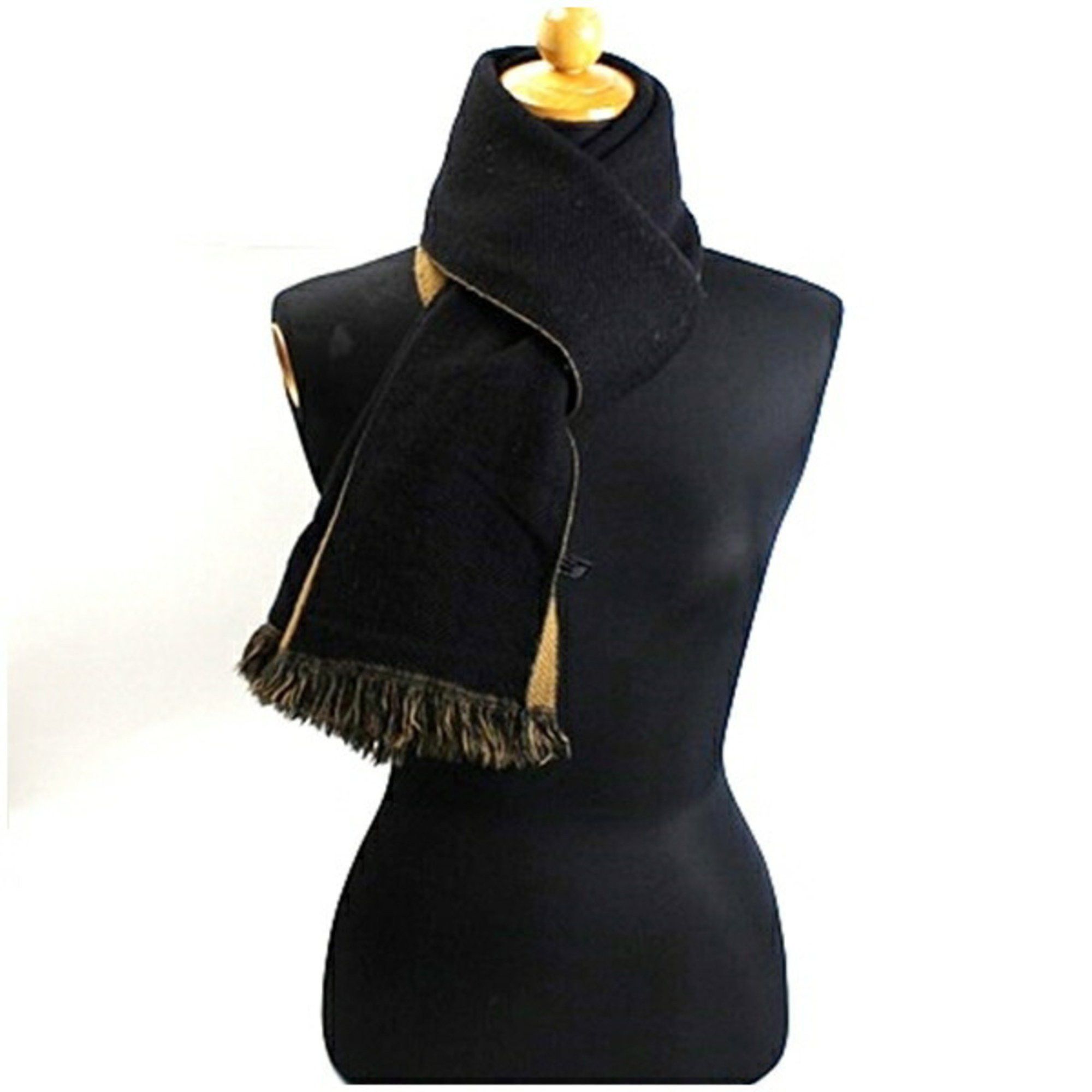 Gucci Gucci Wool Scarf Camel x Black 166 41 cm GUCCI Women's Size ONE SIZE - 3 Thumbnail