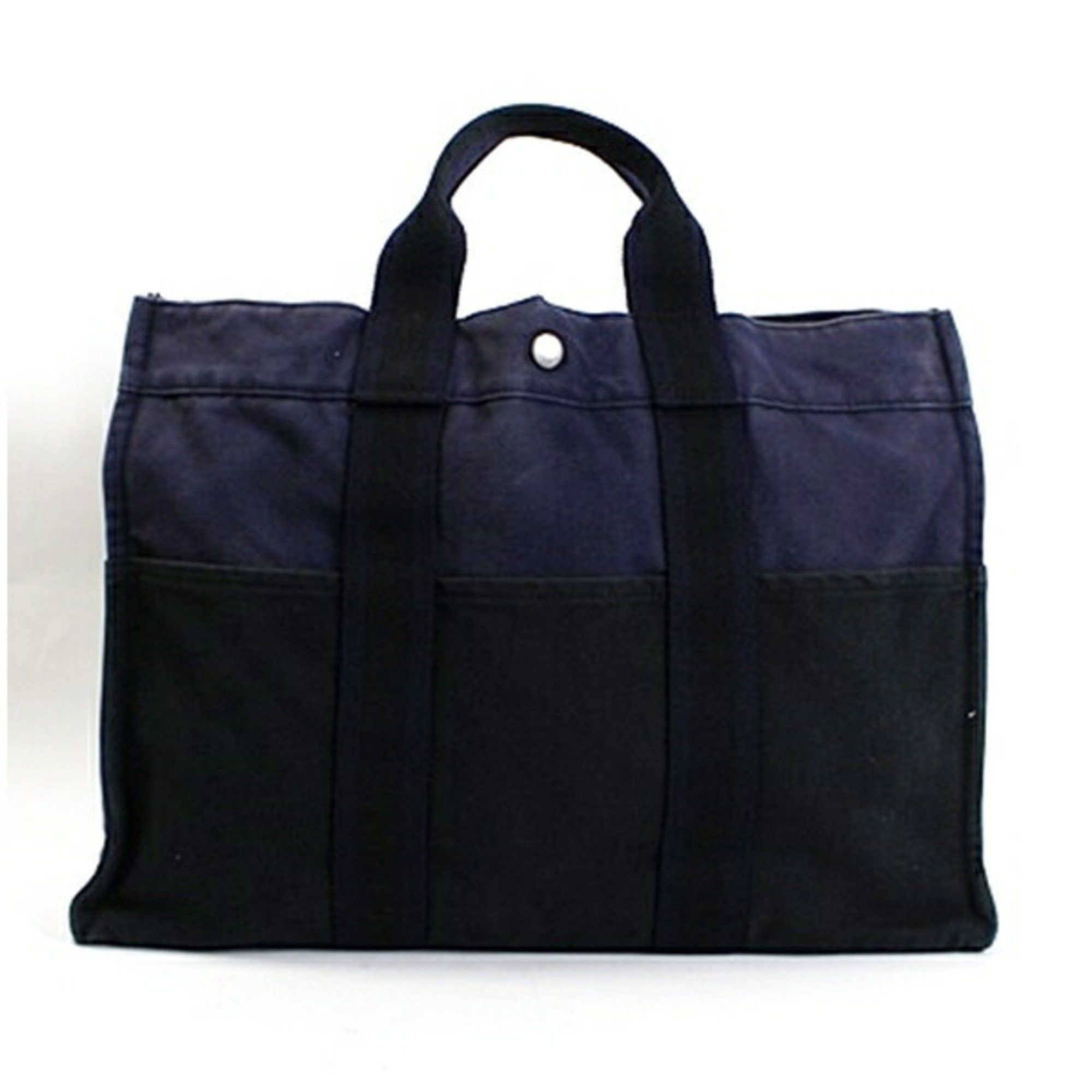 Hermes Hermes Foul Tote MM Canvas Bag Navy x Black HERMES Women's Men's Unisex Size ONE SIZE - 3 Thumbnail