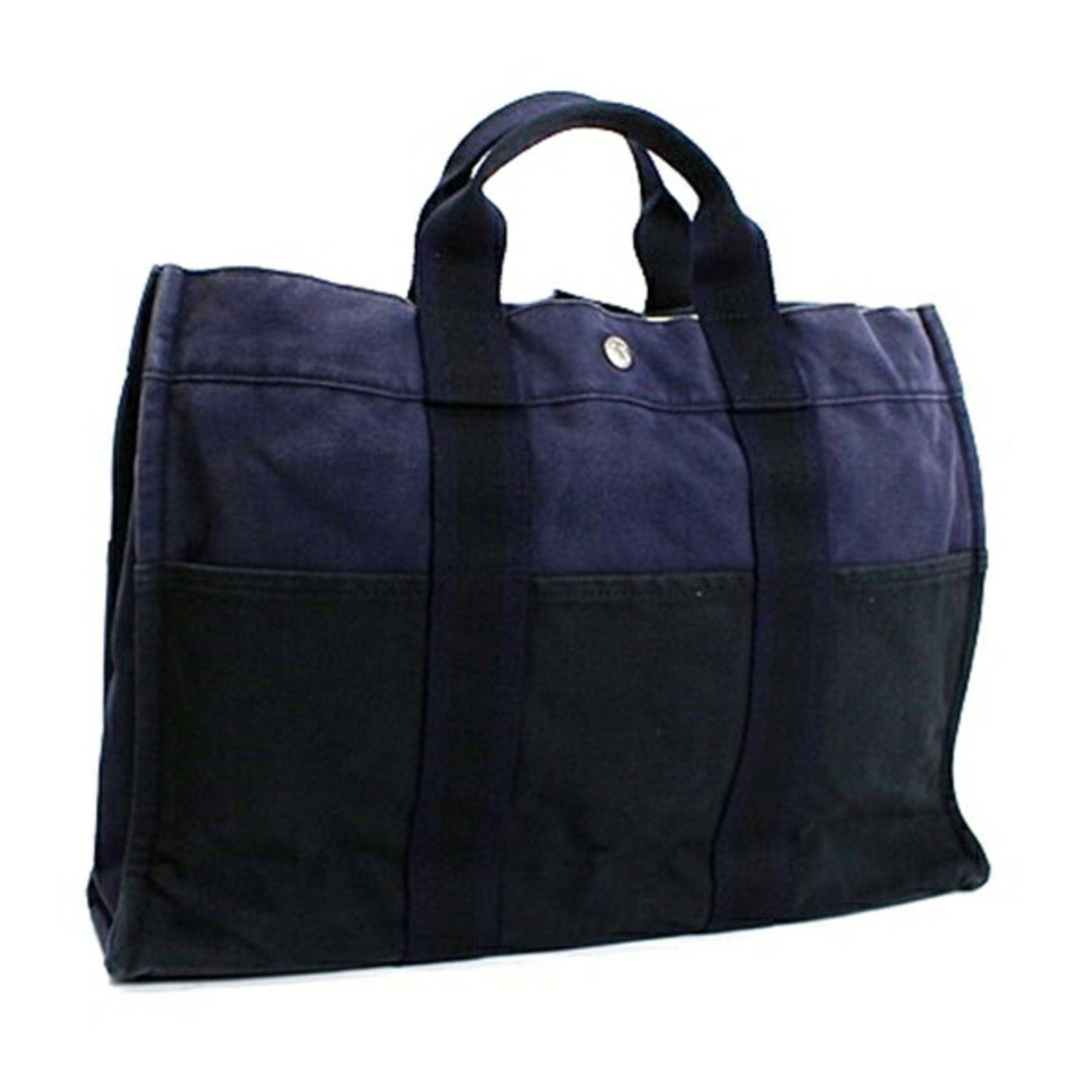 Hermes Hermes Foul Tote MM Canvas Bag Navy x Black HERMES Women's Men's Unisex Size ONE SIZE - 2 Thumbnail