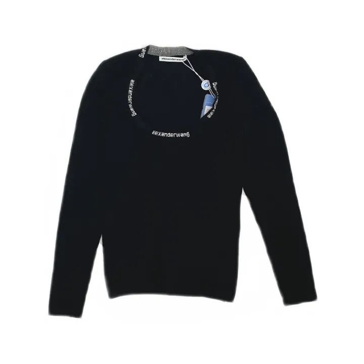 Alexander Wang Alexander Wang Black Long Sleeve Logo T-Shirt 0079 Size S / US 4 / IT 40 - 2 Thumbnail