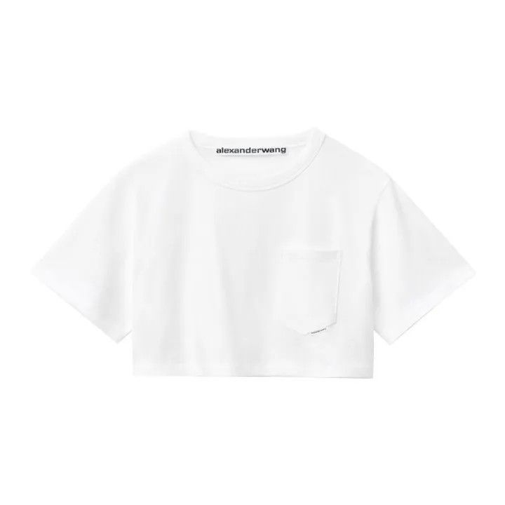 Alexander Wang Alexander Wang White Crop Short Sleeve Top 0079 Size XXS / US 00 / IT 34 - 2 Thumbnail