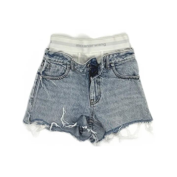 Alexander Wang Alexander Wang SS22 Logo Denim Shorts for Women 0079 Size 23" - 2 Thumbnail