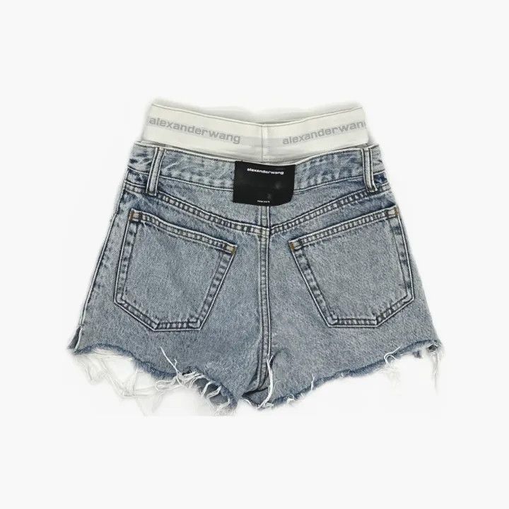 Alexander Wang Alexander Wang SS22 Logo Denim Shorts for Women 0079 Size 23" - 3 Thumbnail