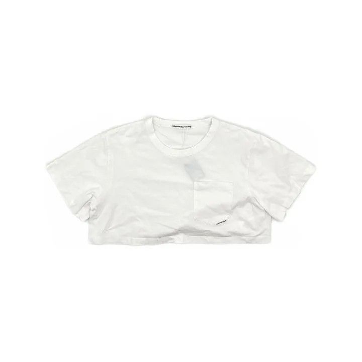 Alexander Wang Alexander Wang White Crop Short Sleeve T-Shirt 0079 Size M / US 6-8 / IT 42-44 - 2 Thumbnail