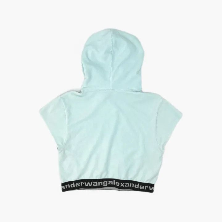 Alexander Wang Alexander Wang Blue Cropped Hooded Tee 0079 Size L / US 10 / IT 46 - 2 Thumbnail