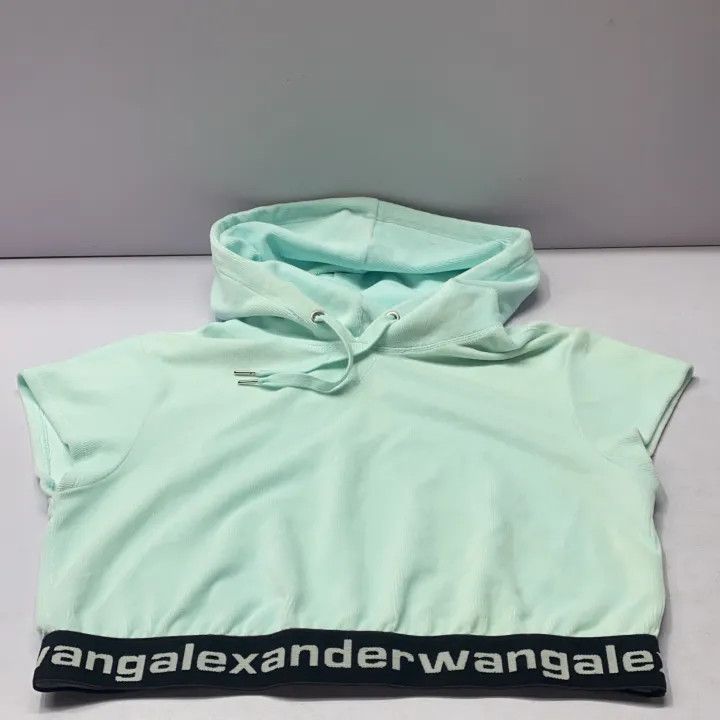 Alexander Wang Alexander Wang Blue Cropped Hooded Tee 0079 Size L / US 10 / IT 46 - 6 Thumbnail