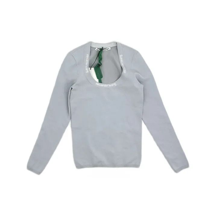 Alexander Wang Alexander Wang SS22 Logo Knit Long Sleeve Tee 0079 Size XS / US 0-2 / IT 36-38 - 2 Thumbnail