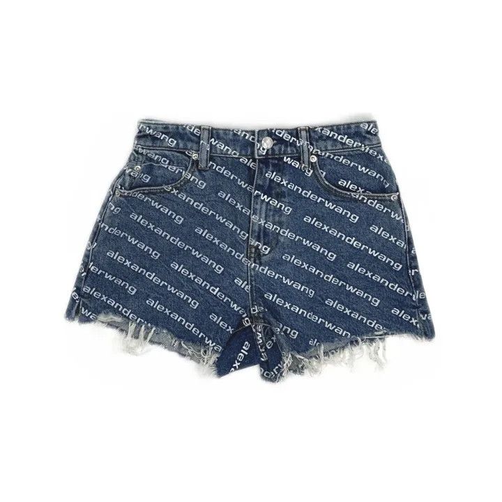 Alexander Wang Alexander Wang Logo Print Distressed Shorts 0079 Size 25" / US 0 / IT 36 - 2 Thumbnail