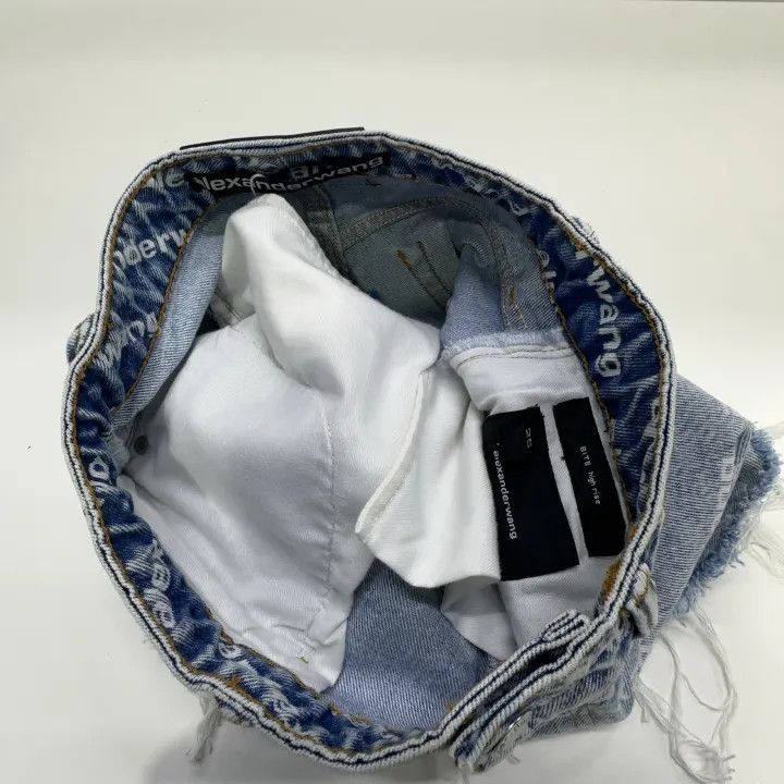 Alexander Wang Alexander Wang Logo Print Denim Shorts for Women 0079 Size 25" / US 0 / IT 36 - 7 Thumbnail