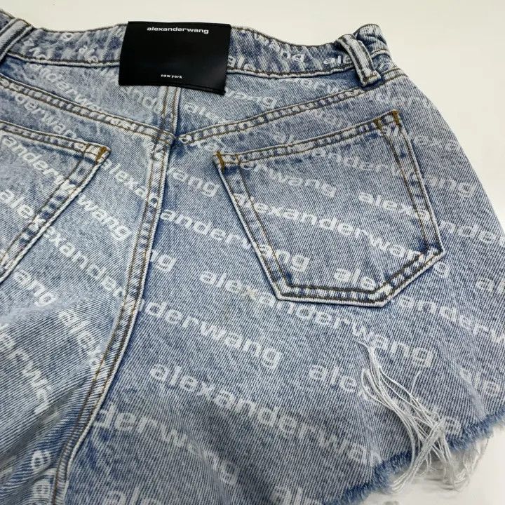 Alexander Wang Alexander Wang Logo Print Denim Shorts for Women 0079 Size 25" / US 0 / IT 36 - 8 Thumbnail