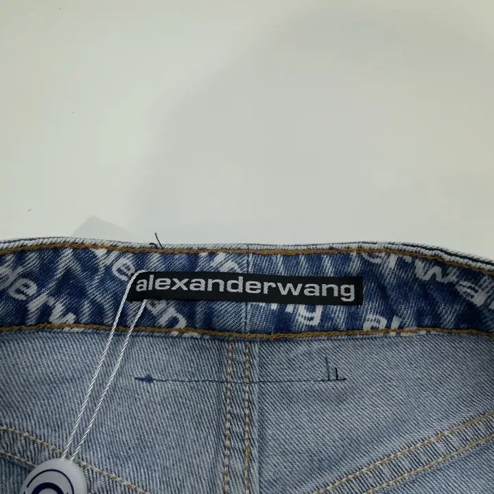Alexander Wang Alexander Wang Logo Print Denim Shorts for Women 0079 Size 25" / US 0 / IT 36 - 4 Thumbnail