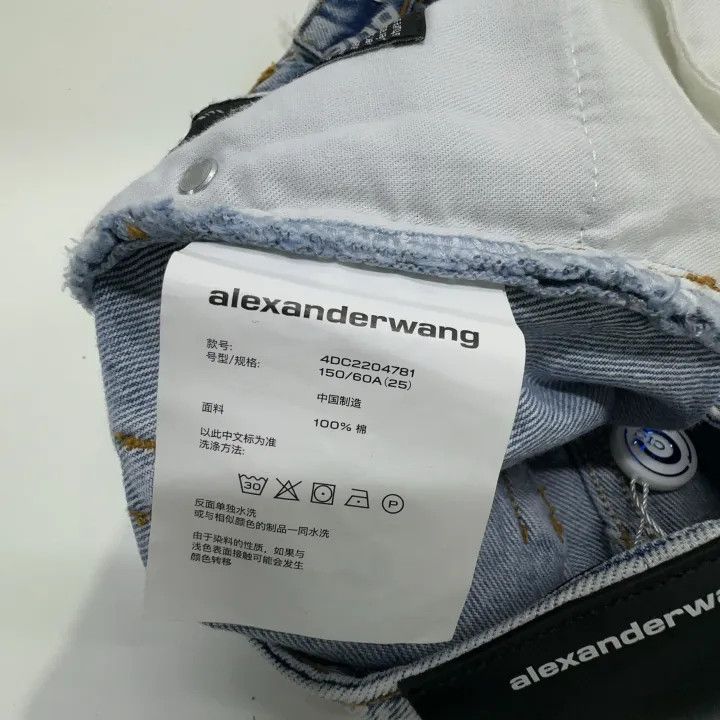 Alexander Wang Alexander Wang Logo Print Denim Shorts for Women 0079 Size 25" / US 0 / IT 36 - 6 Thumbnail