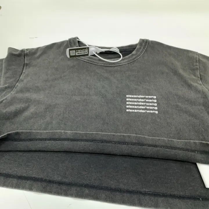 Alexander Wang SS22 Cropped Logo T-Shirt in Gray 0079