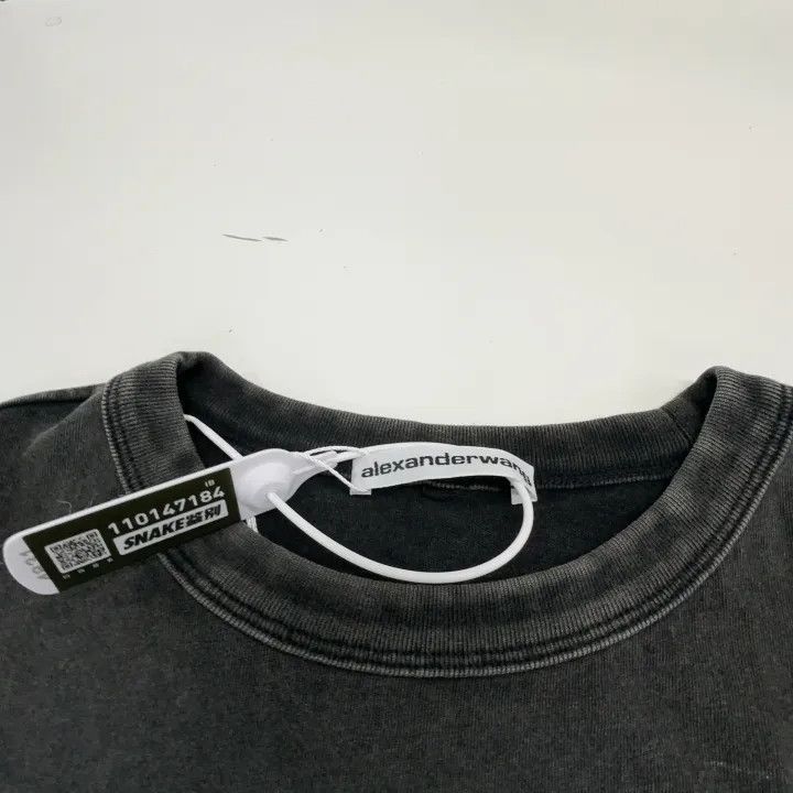 Alexander Wang SS22 Cropped Logo T-Shirt in Gray 0079