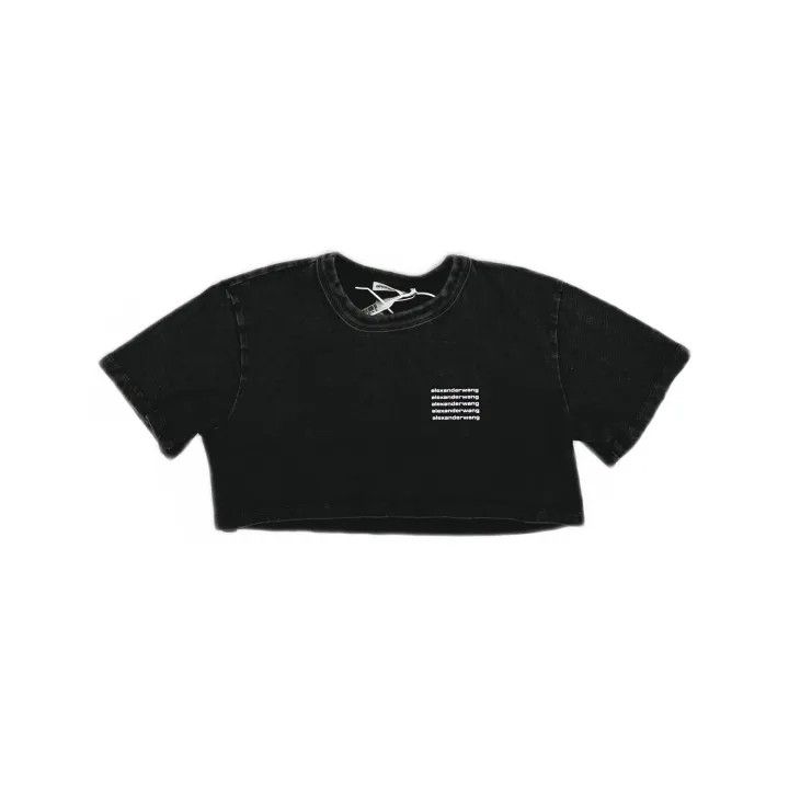 Alexander Wang SS22 Cropped Logo T-Shirt in Gray 0079