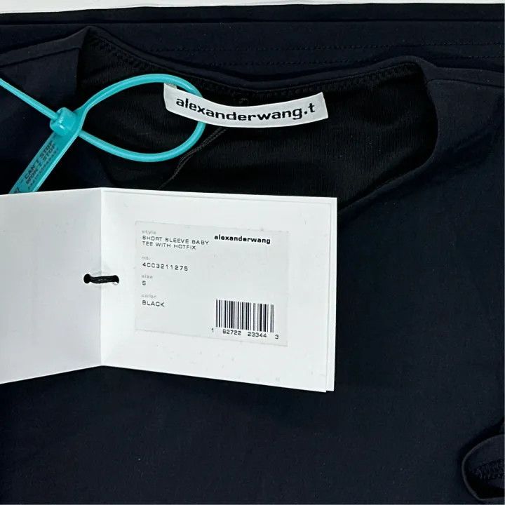 Alexander Wang Alexander Wang Black Crystal Logo Knit T-Shirt 0079 Size S / US 4 / IT 40 - 3 Thumbnail