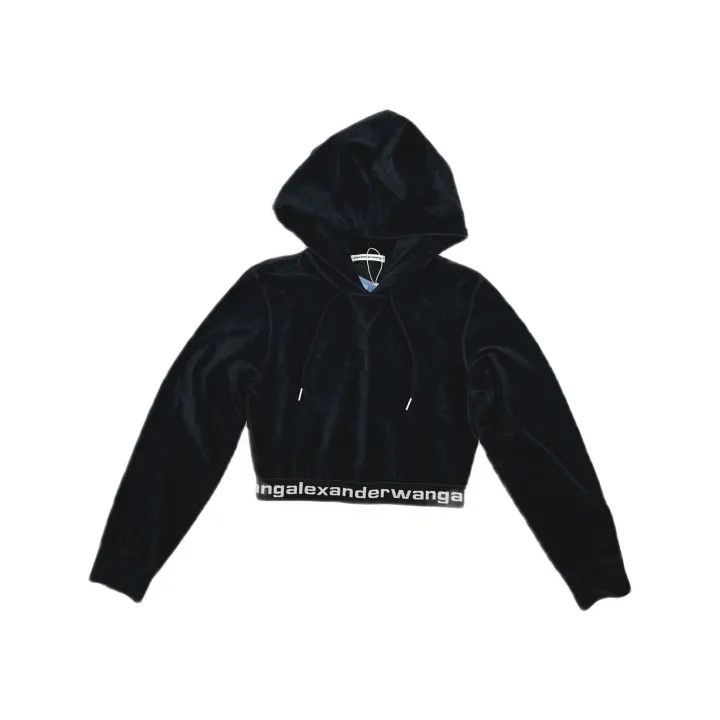 Alexander Wang Alexander Wang Black Cropped Hoodie for Women 0079 Size S / US 4 / IT 40 - 2 Thumbnail