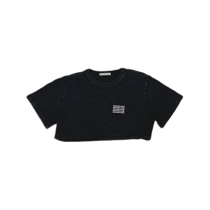 Alexander Wang Alexander Wang SS22 Cropped Gray Logo T-Shirt 0079 Size S / US 4 / IT 40 - 2 Thumbnail