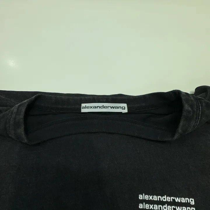 Alexander Wang Alexander Wang SS22 Cropped Gray Logo T-Shirt 0079 Size S / US 4 / IT 40 - 5 Thumbnail