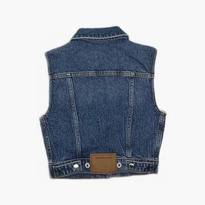 Alexander Wang Alexander Wang Denim Crop Button-Up Vest 0079 Size XXS / US 00 / IT 34 - 3 Thumbnail